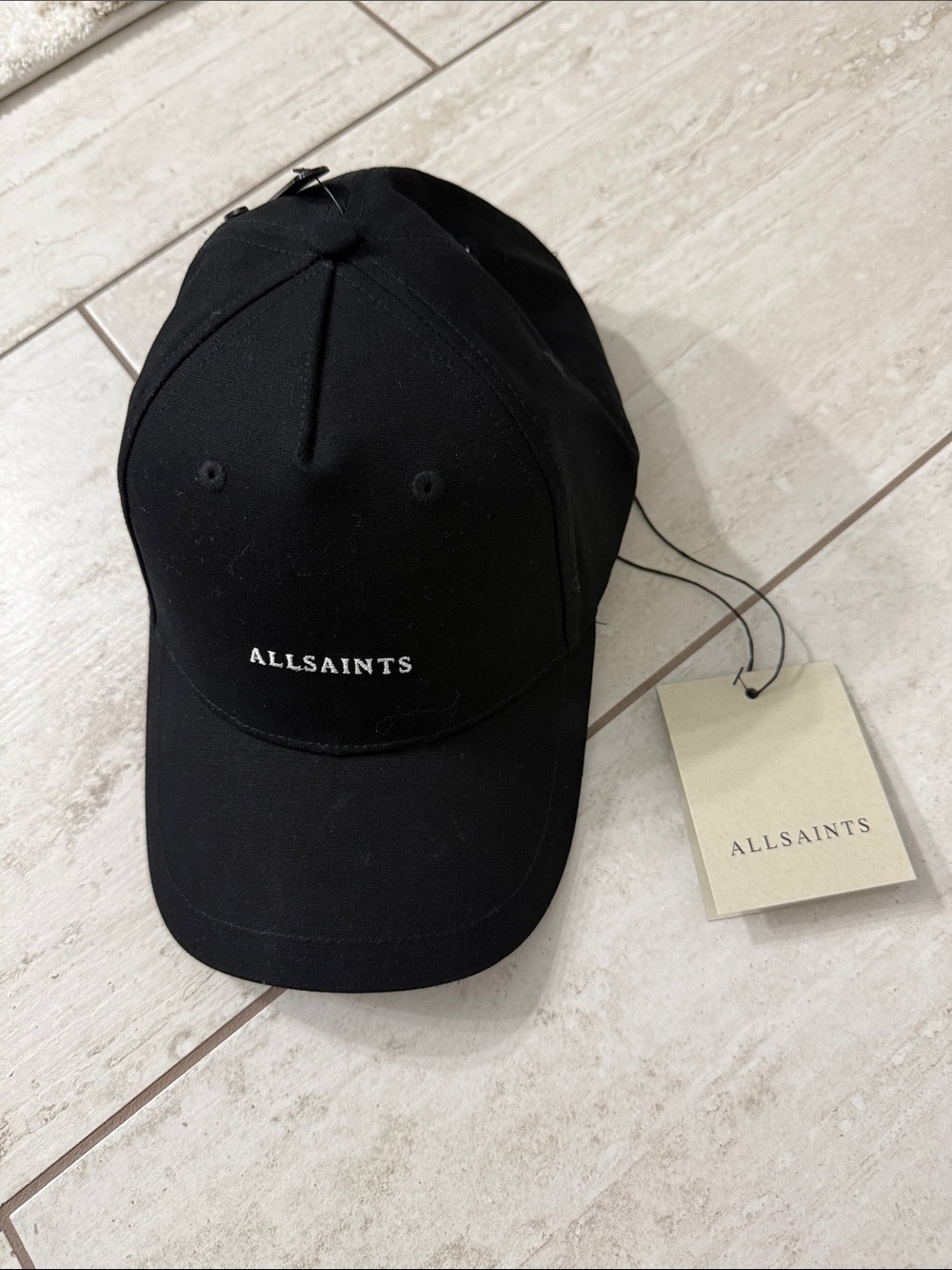 AllSaints Black Logo Baseball Cap..white logo..nwt ..adjustable strap